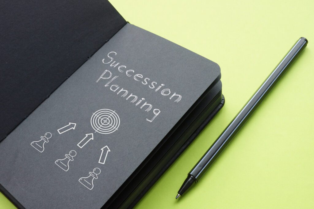 Business leaders discussing succession planning strategy